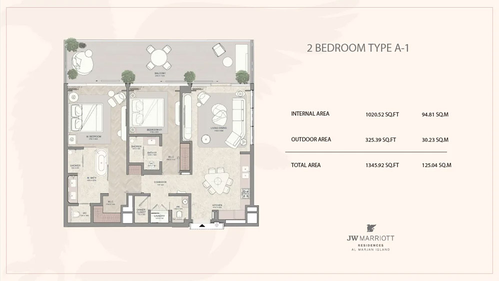 JW Marriott Residences 2 Bedroom Floor Plan