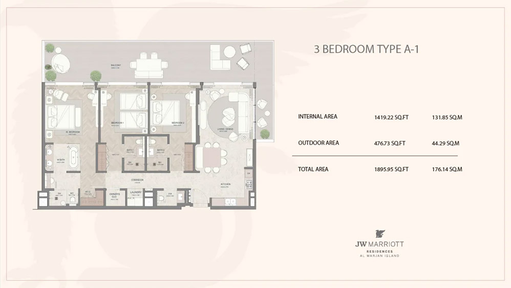 JW Marriott Residences 3 Bedroom Floor Plan